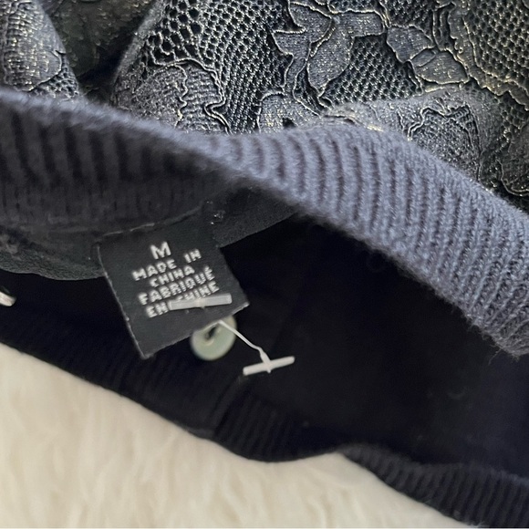 Anthropologie | Knitted & Knotted | Afterword Black Lace Peplum Cardigan Sweater - Picture 6 of 8